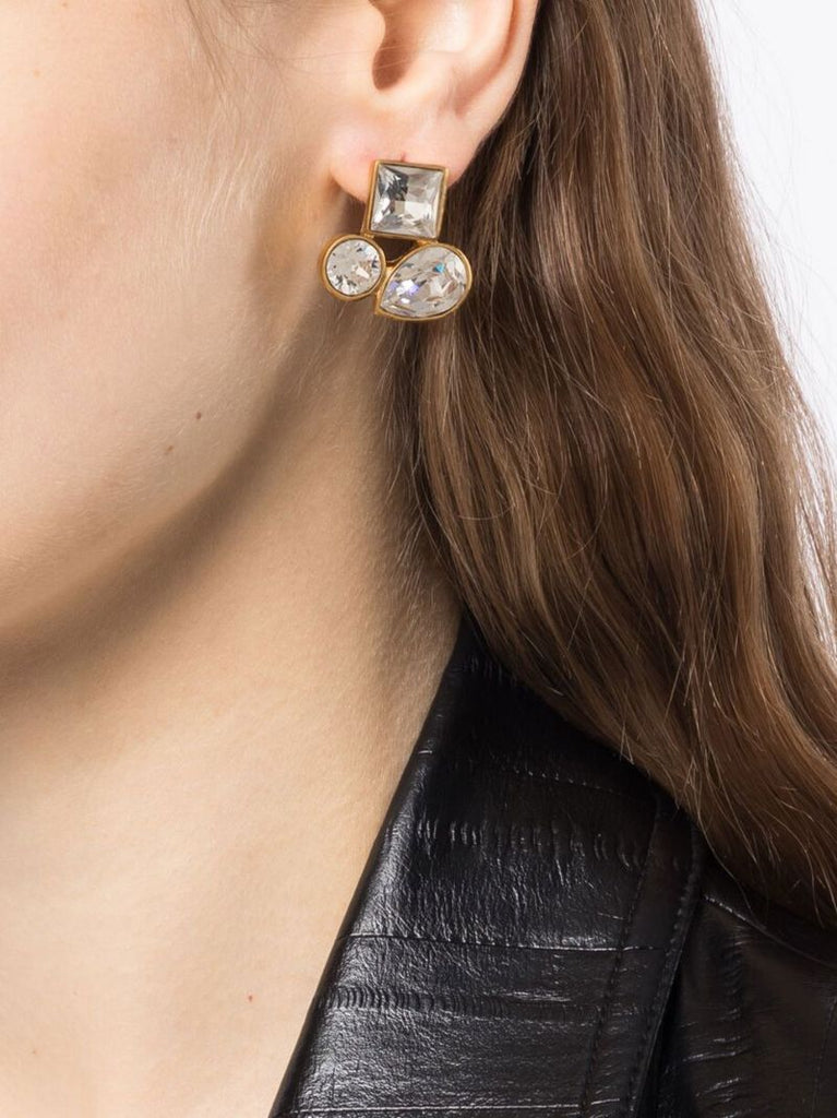 Gold-plated Crystal Cluster Stud Earrings