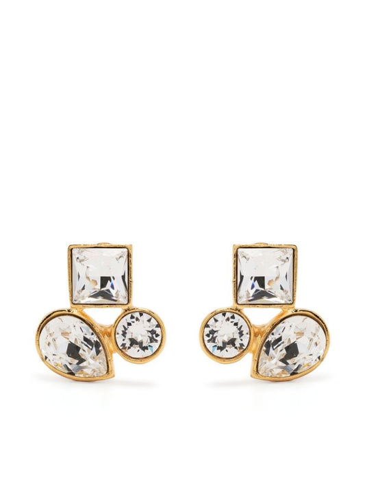 Gold-plated Crystal Cluster Stud Earrings