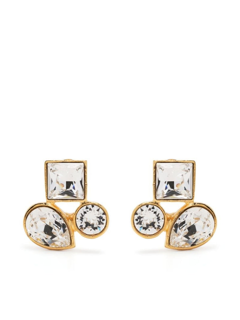 Gold-plated Crystal Cluster Stud Earrings