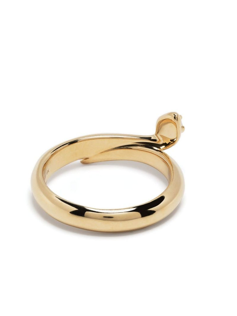 18k Yellow Gold Bold Polished Bookend Band Diamond Ring