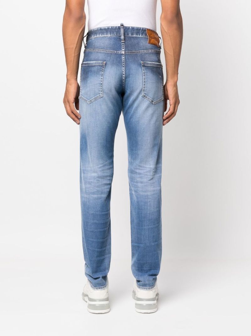 Blue Paint Splatter Straight-leg Jeans