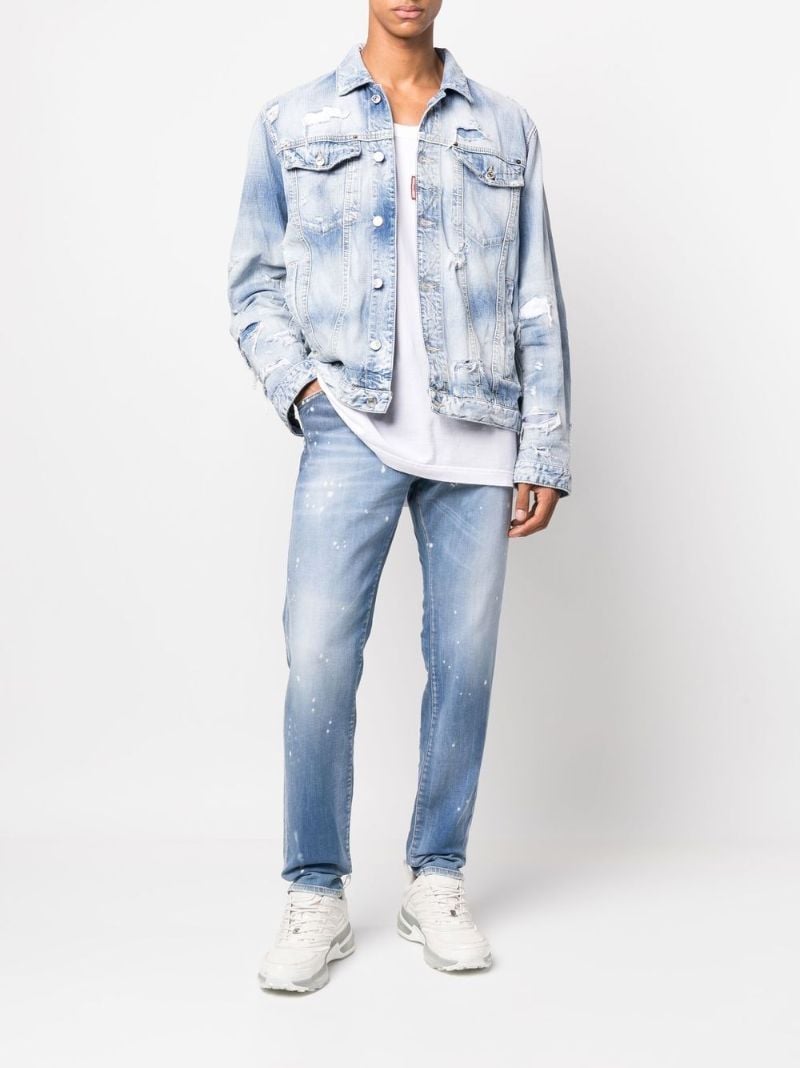 Blue Paint Splatter Straight-leg Jeans