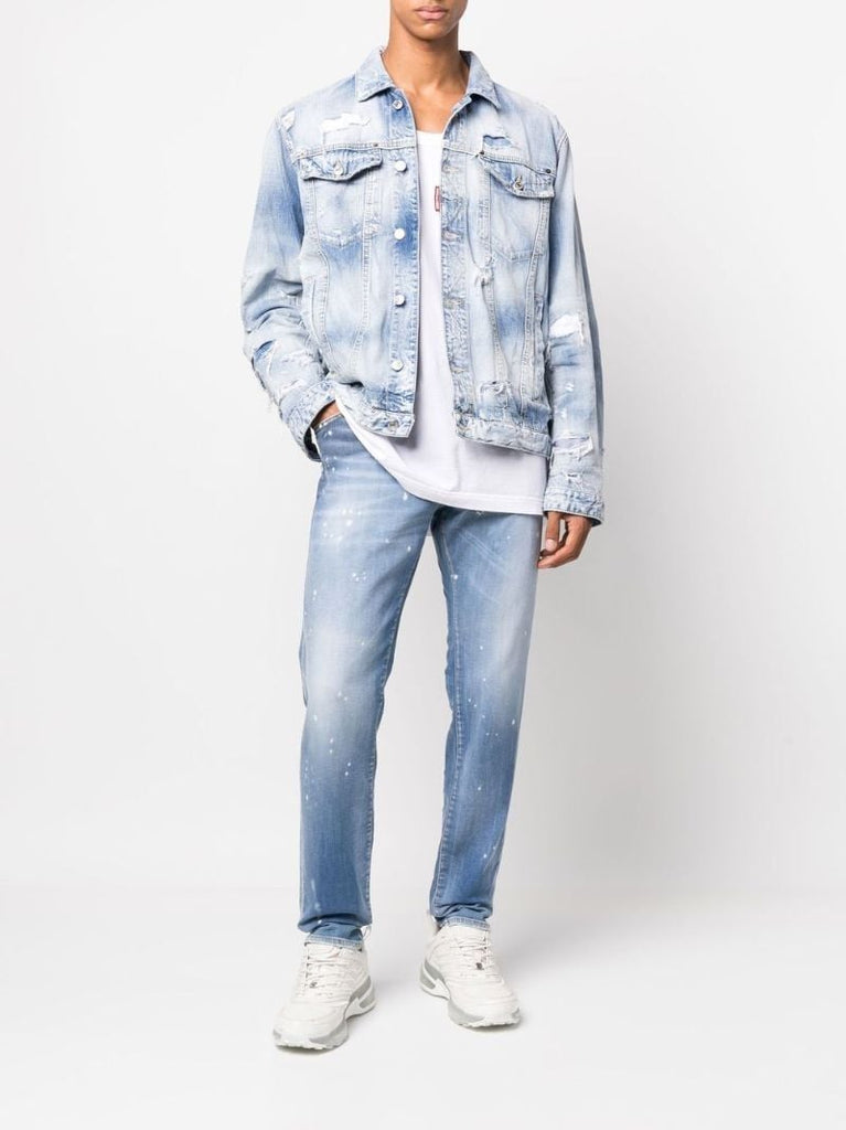 Blue Paint Splatter Straight-leg Jeans