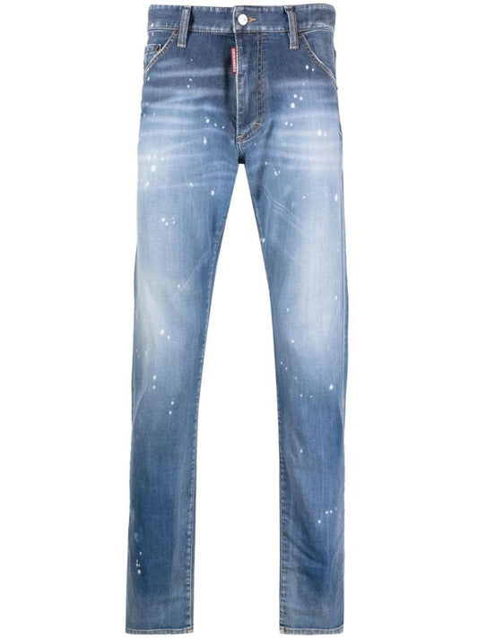 Blue Paint Splatter Straight-leg Jeans