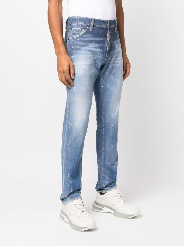 Blue Paint Splatter Straight-leg Jeans