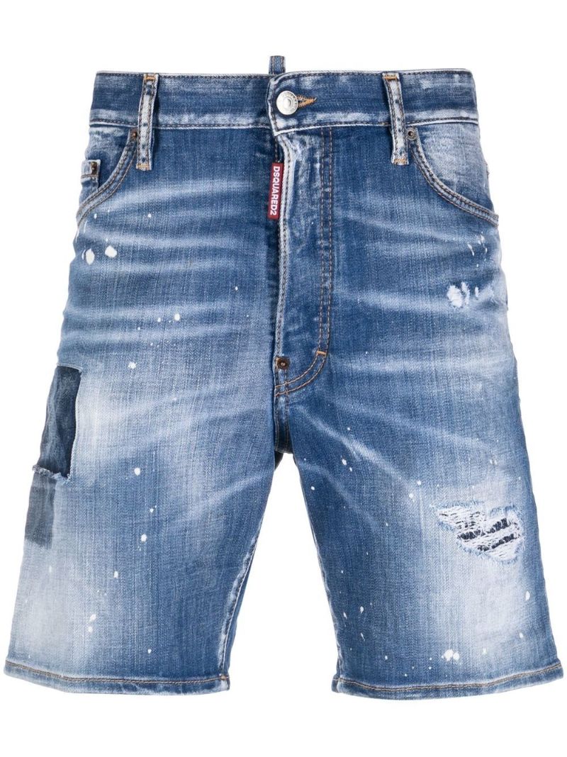 Blue Distressed Denim Shorts