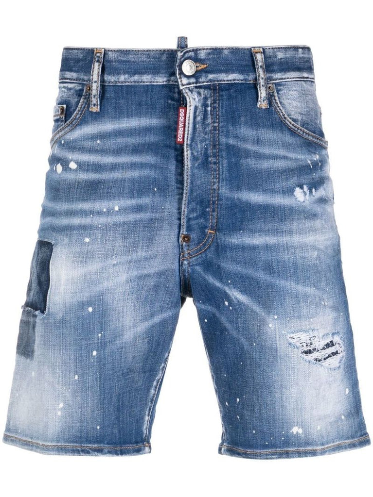 Blue Distressed Denim Shorts