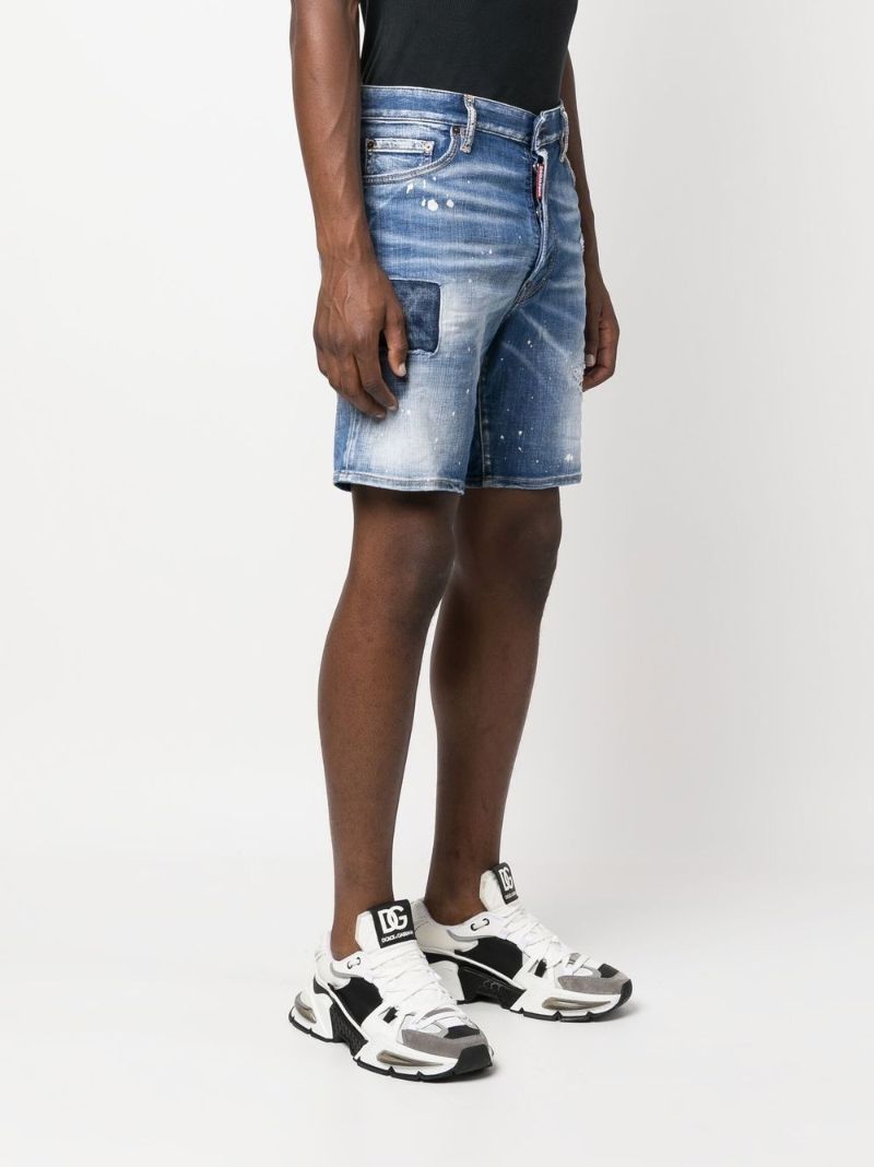 Blue Distressed Denim Shorts
