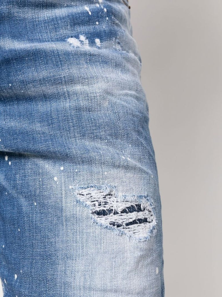 Blue Distressed Denim Shorts