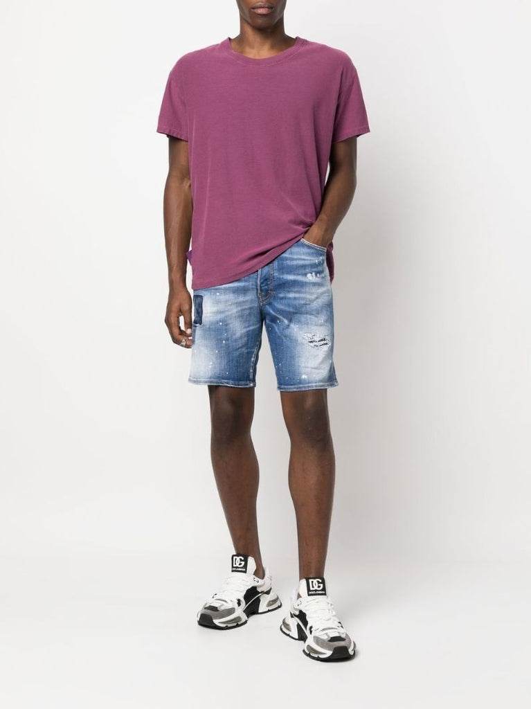 Blue Distressed Denim Shorts