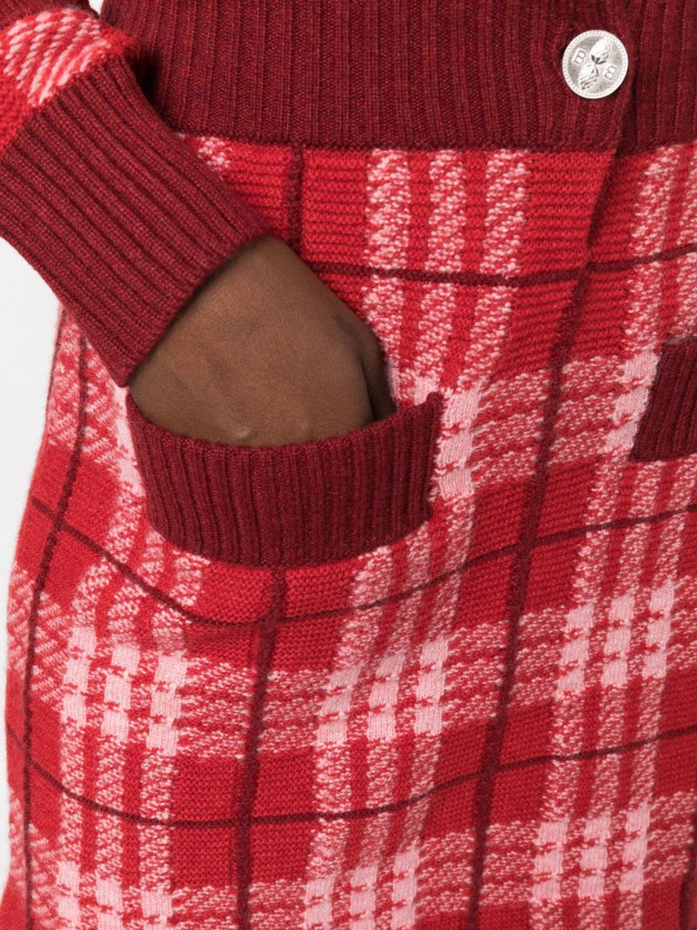 Red Tartan Cashmere Mini Skirt