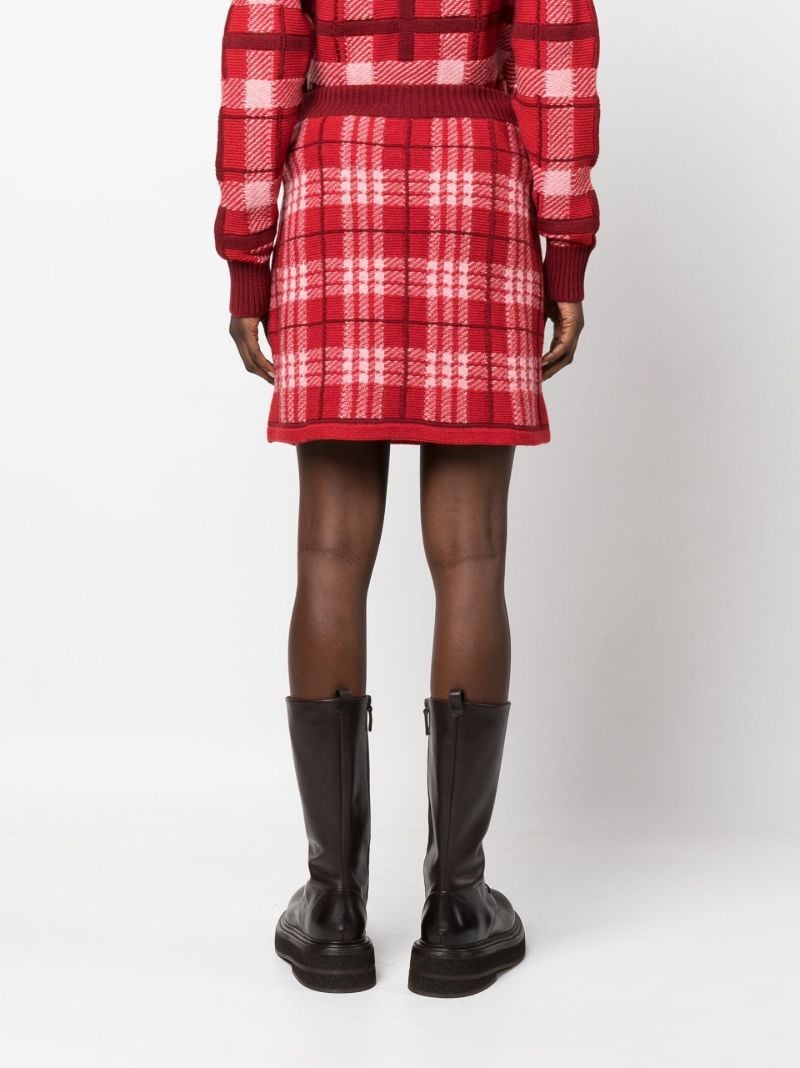 Red Tartan Cashmere Mini Skirt