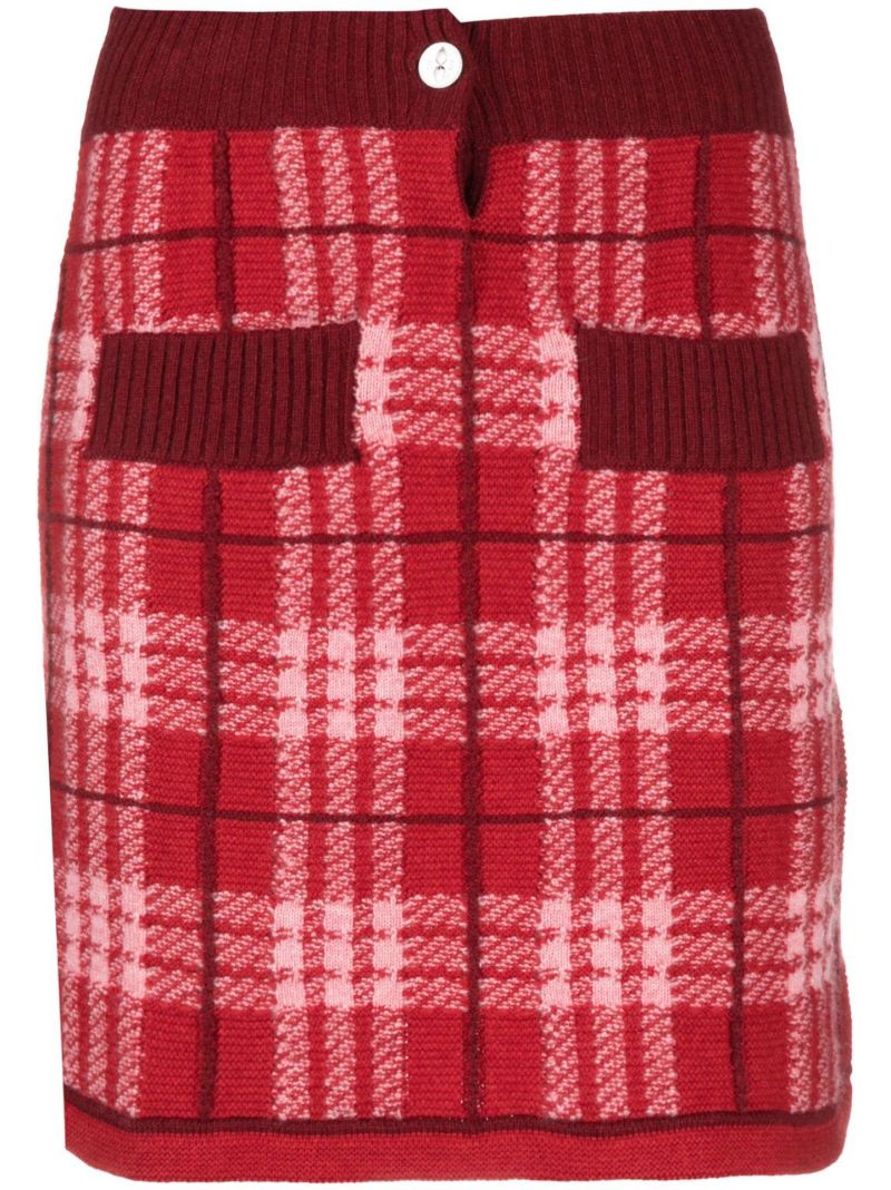 Red Tartan Cashmere Mini Skirt