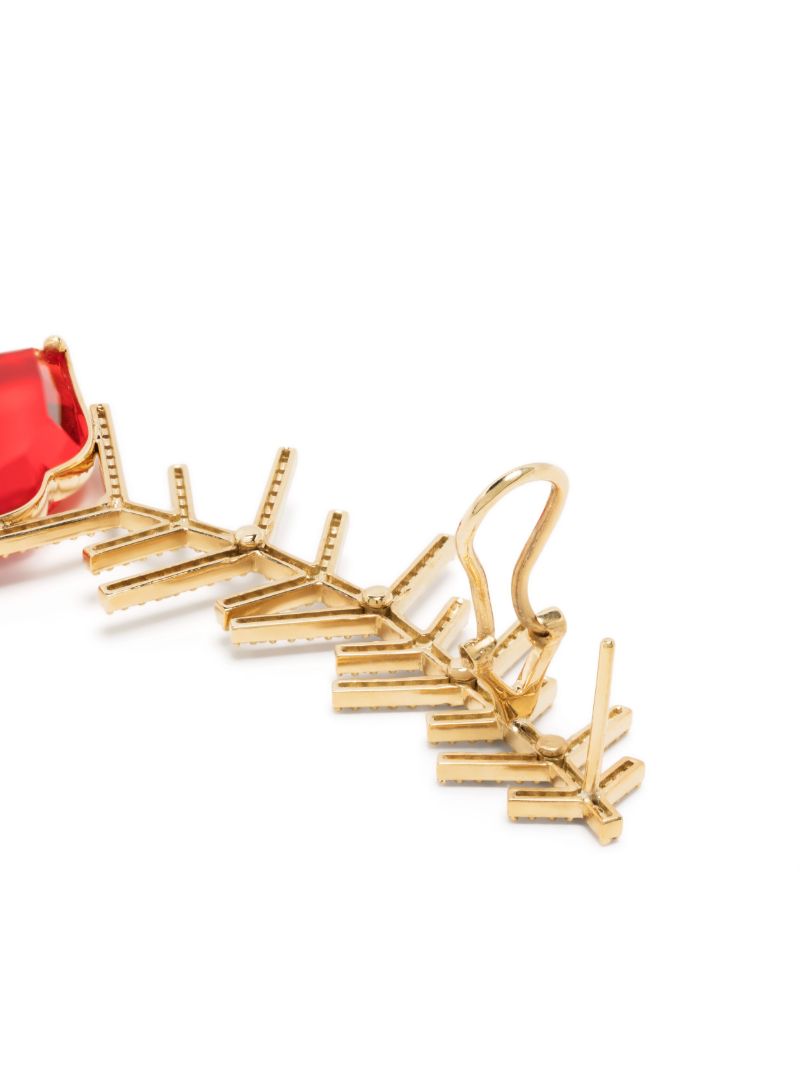 Yellow Gold Single Red Stone Earring