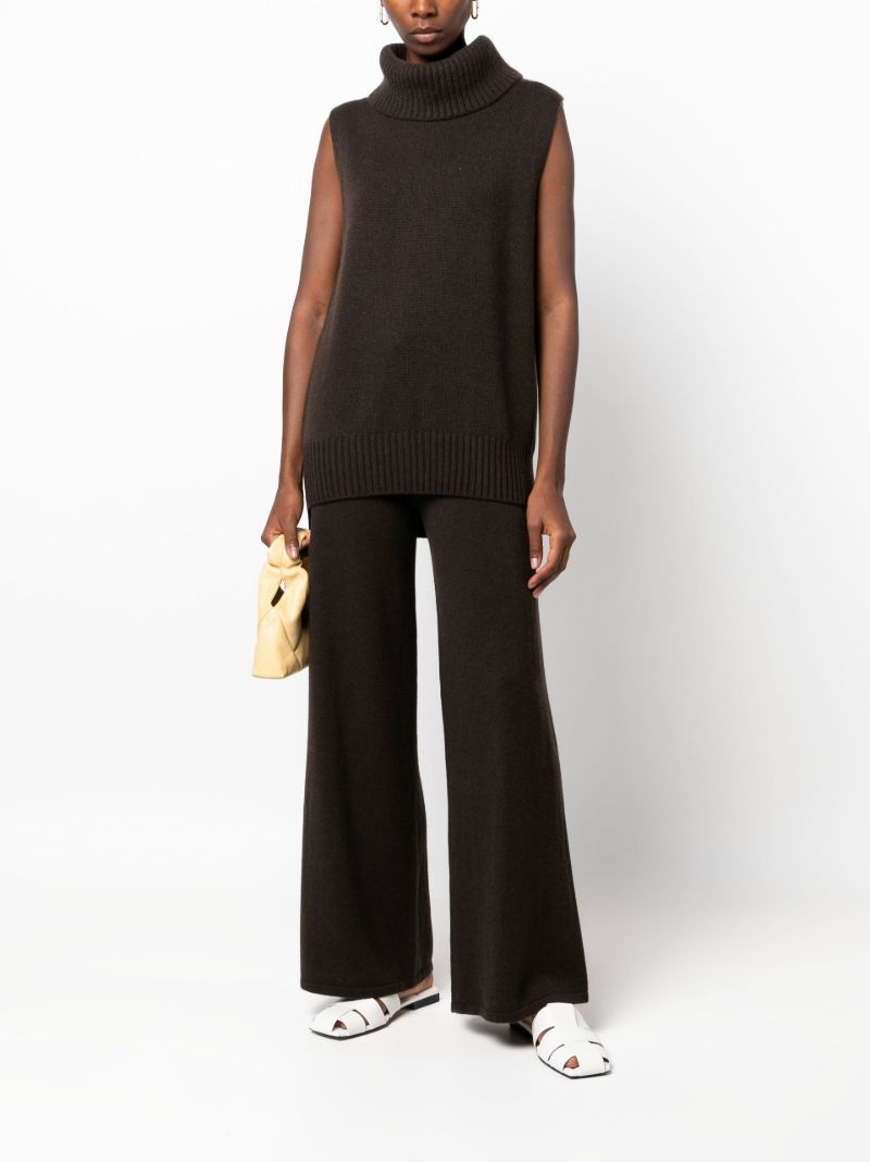 Brown Sofi Wide-leg Cashmere Trousers