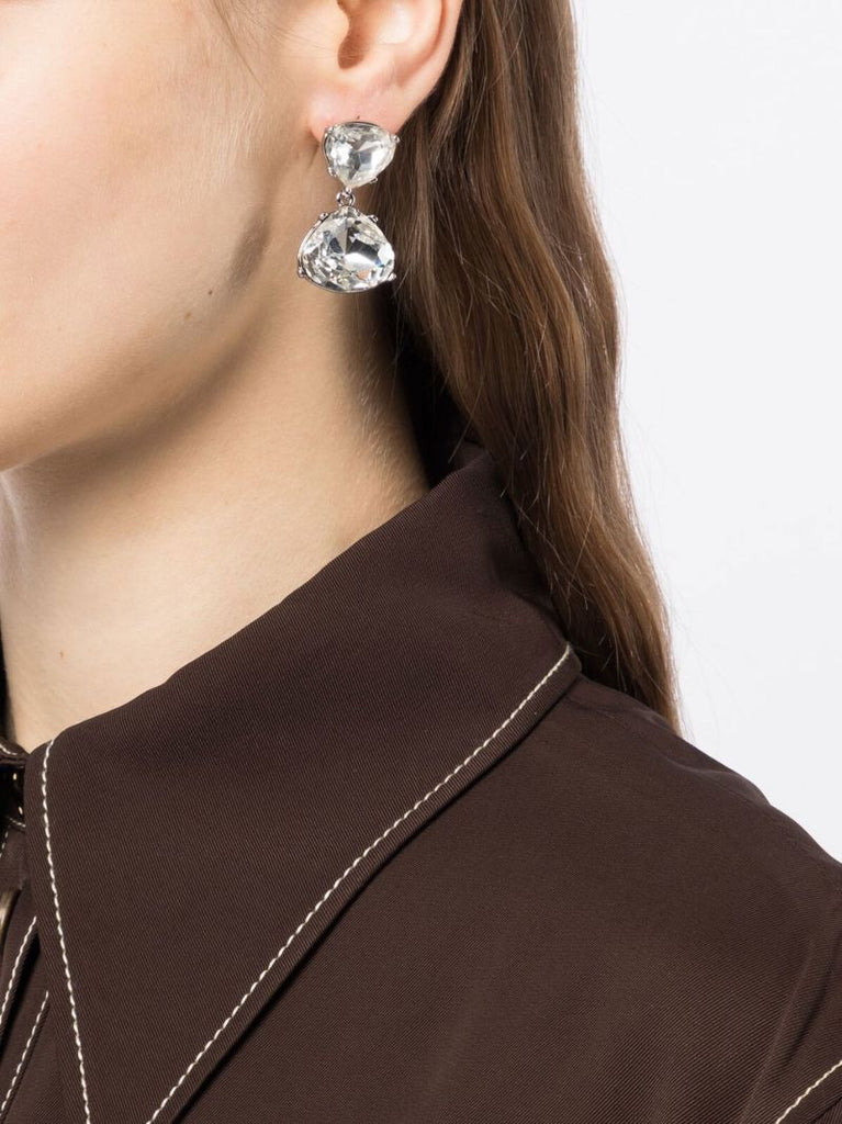Silver-tone Crystal Drop Earrings
