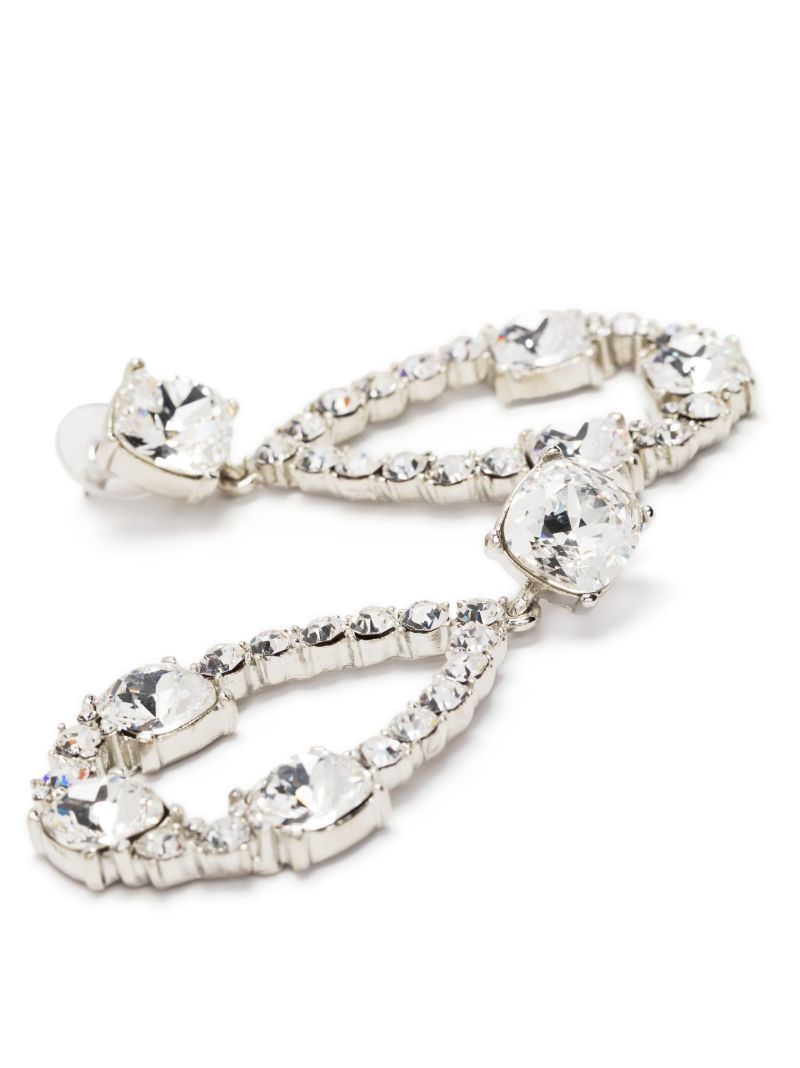 Silver-tone Rhodium Crystal Teardrop Earrings