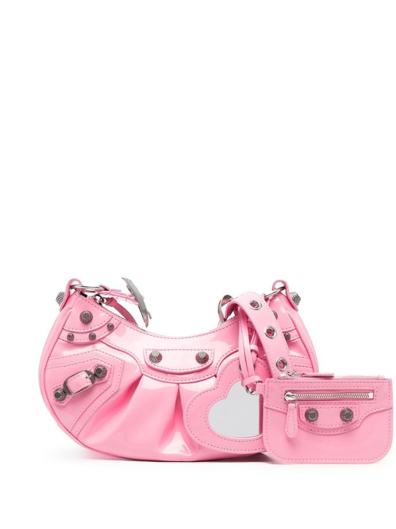 Pink Le Cagole Patent Leather Shoulder Bag