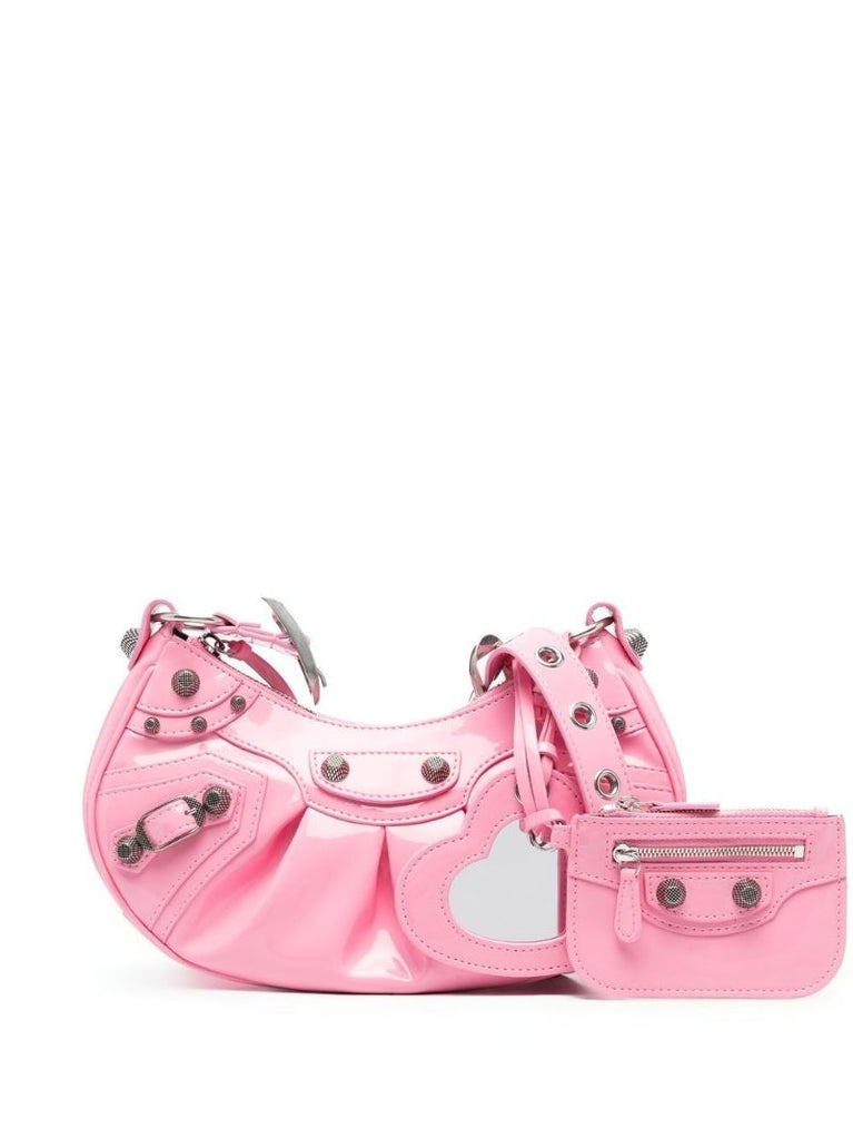 Pink Le Cagole Patent Leather Shoulder Bag