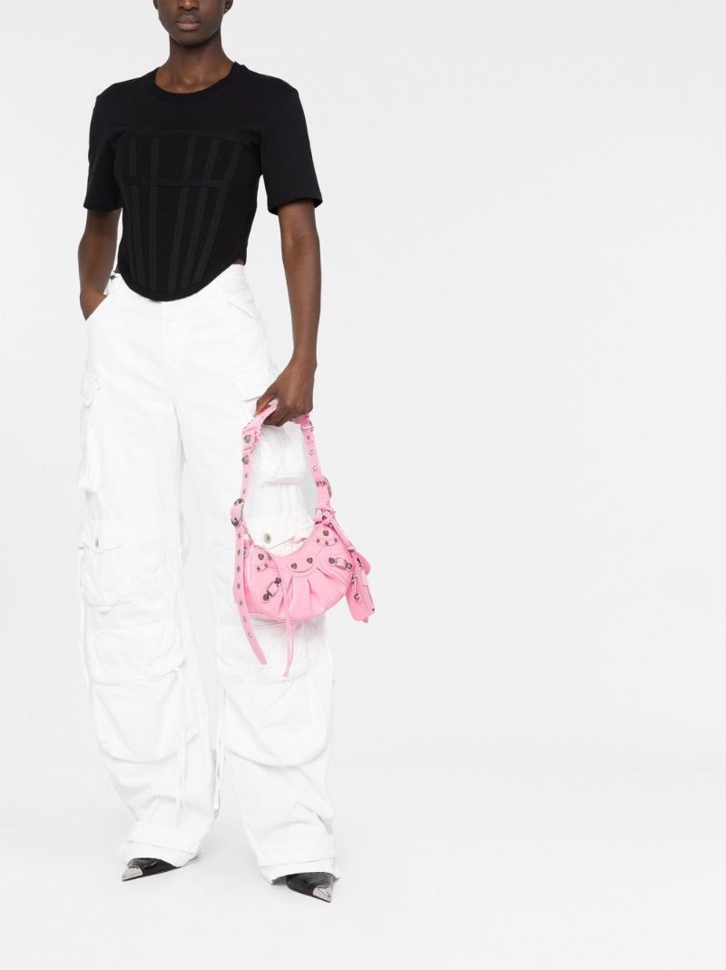 Pink Le Cagole Patent Leather Shoulder Bag