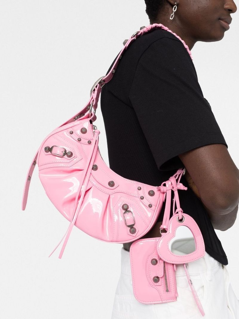 Pink Le Cagole Patent Leather Shoulder Bag