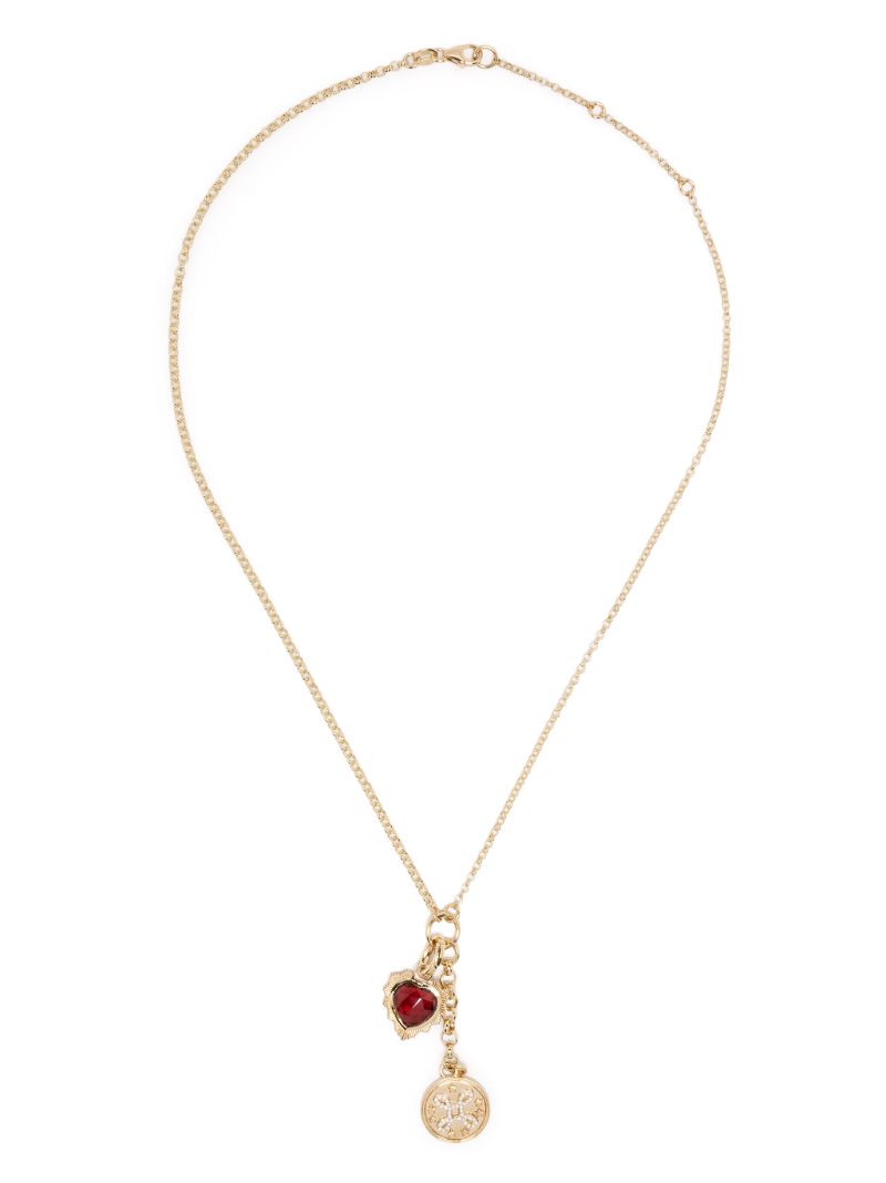 18k Yellow Gold True Love Small Mixed Belcher Extension Chain Garnet Necklace