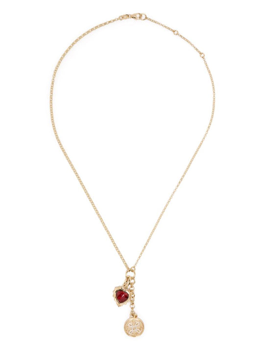 18k Yellow Gold True Love Small Mixed Belcher Extension Chain Garnet Necklace