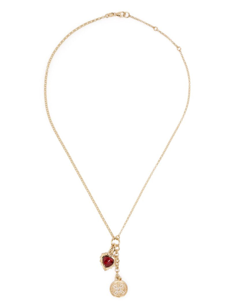 18k Yellow Gold True Love Small Mixed Belcher Extension Chain Garnet Necklace