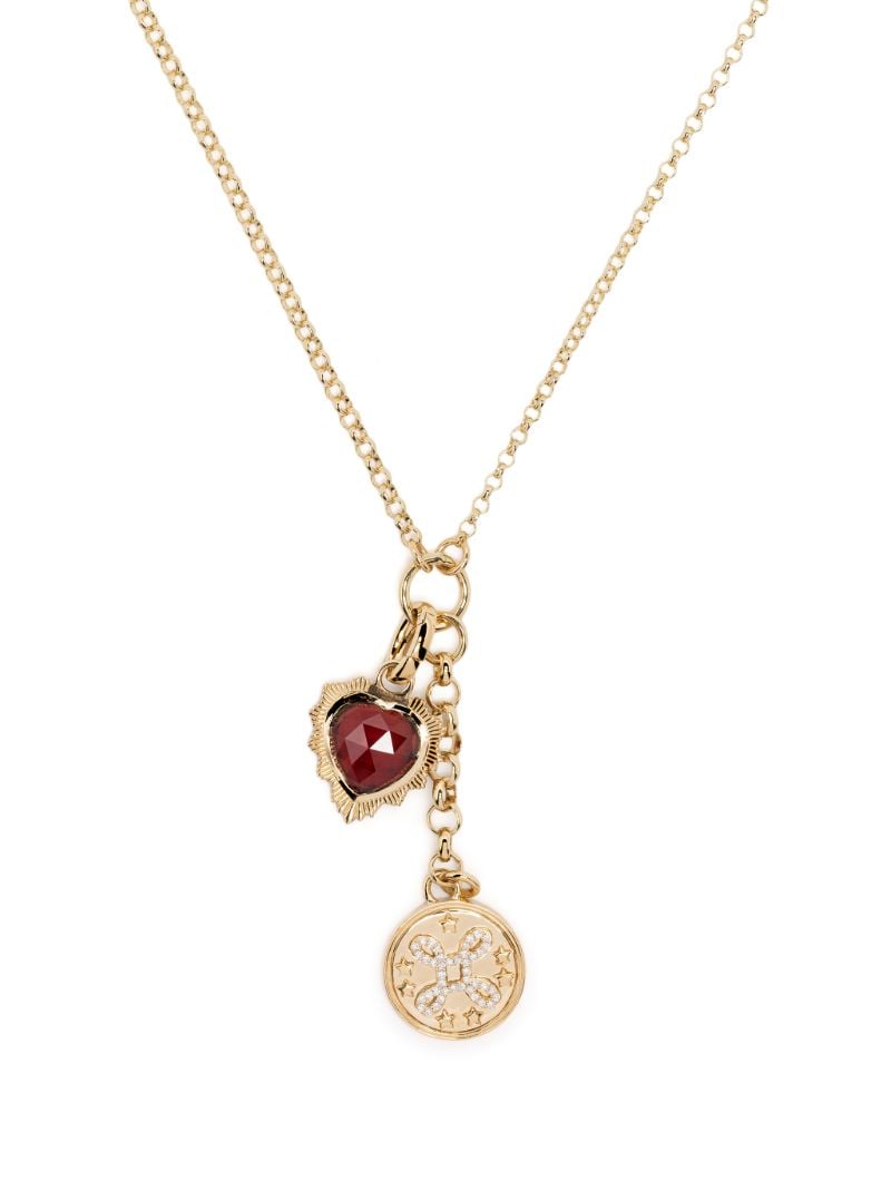 18k Yellow Gold True Love Small Mixed Belcher Extension Chain Garnet Necklace
