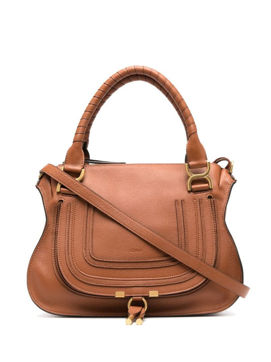 Brown Marcie Grained Leather Tote Bag