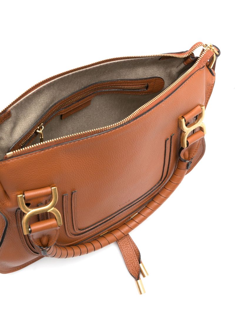 Brown Marcie Grained Leather Tote Bag