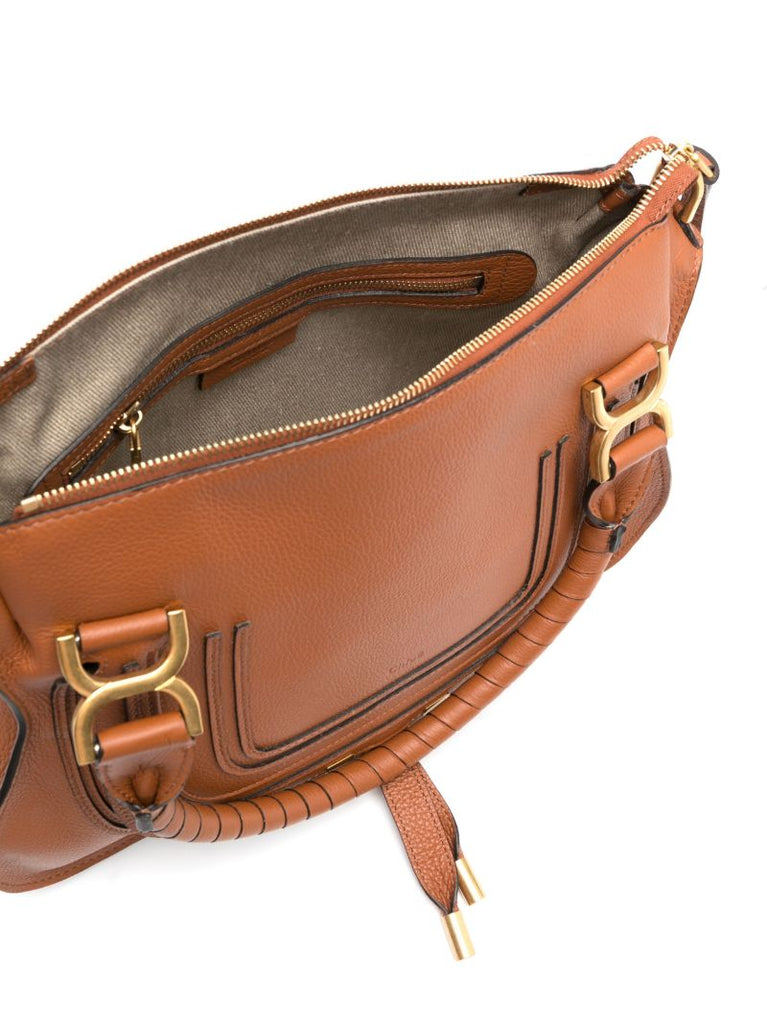 Brown Marcie Grained Leather Tote Bag