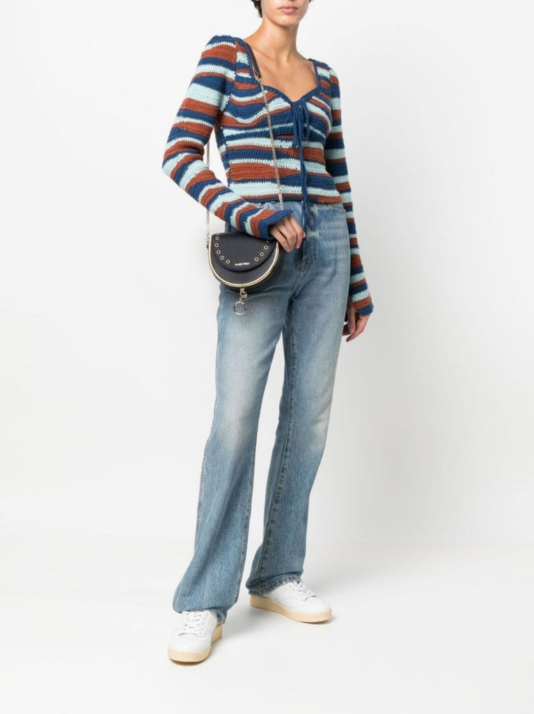 Blue Mara Leather Cross Body Bag