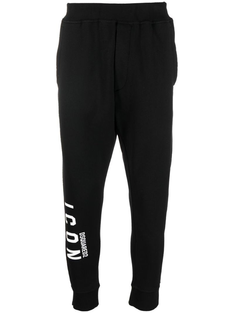 Black Icon Logo Print Track Pants