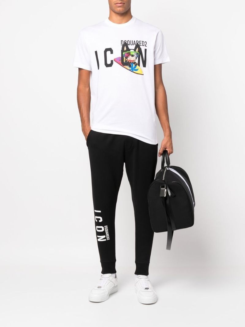 Black Icon Logo Print Track Pants
