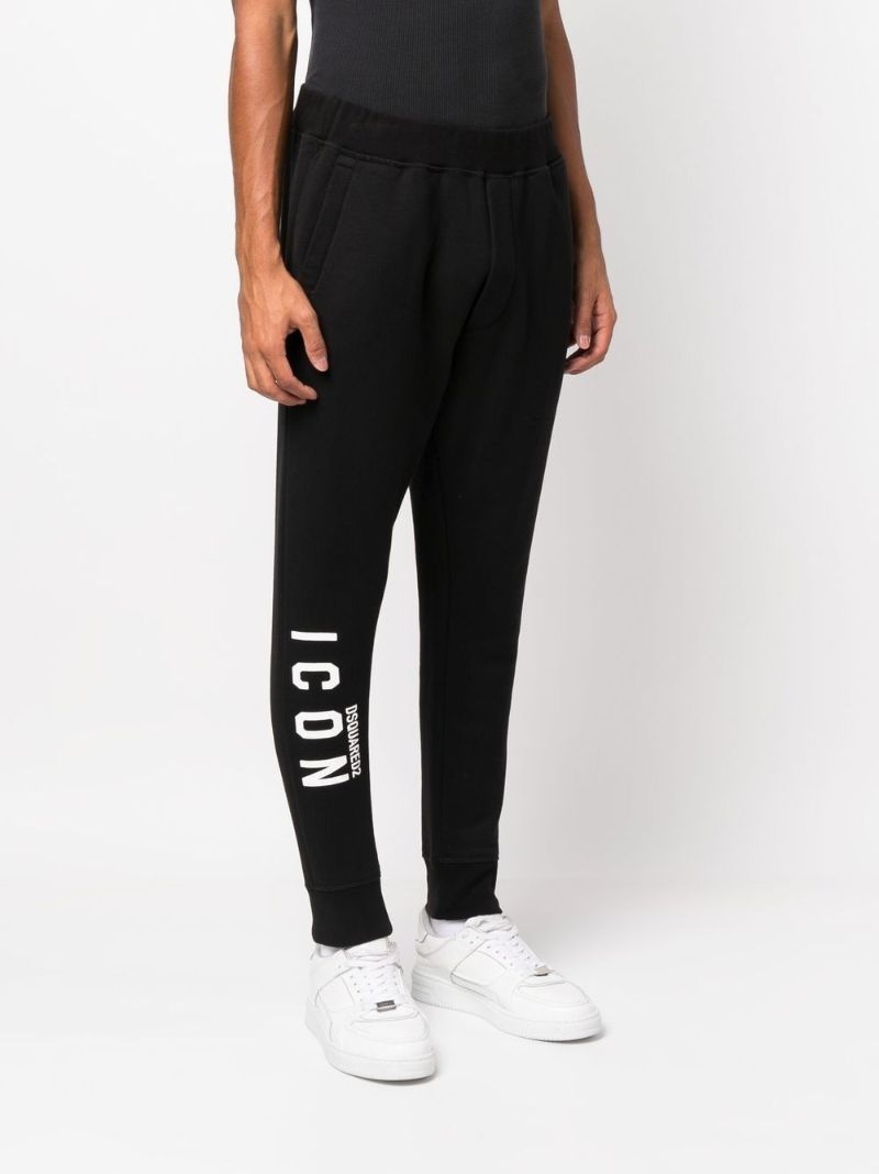 Black Icon Logo Print Track Pants