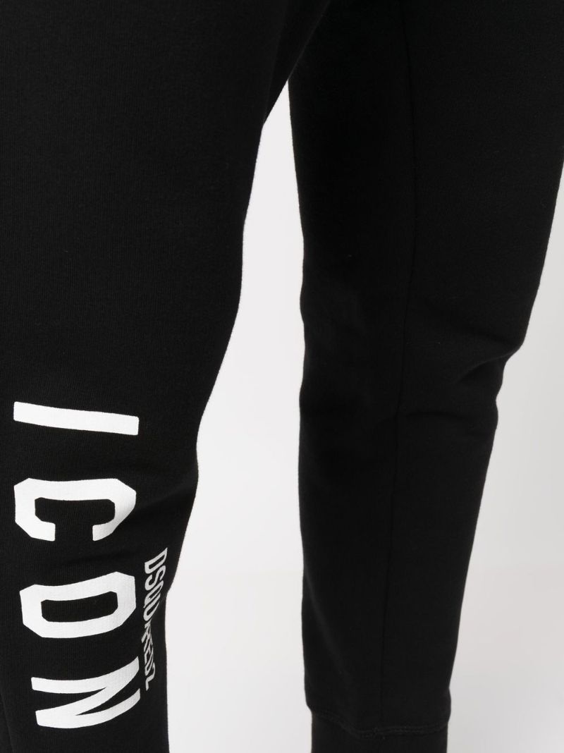 Black Icon Logo Print Track Pants