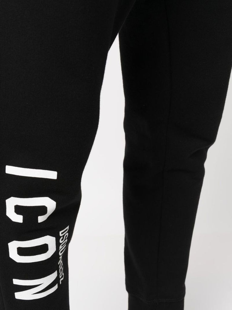 Black Icon Logo Print Track Pants