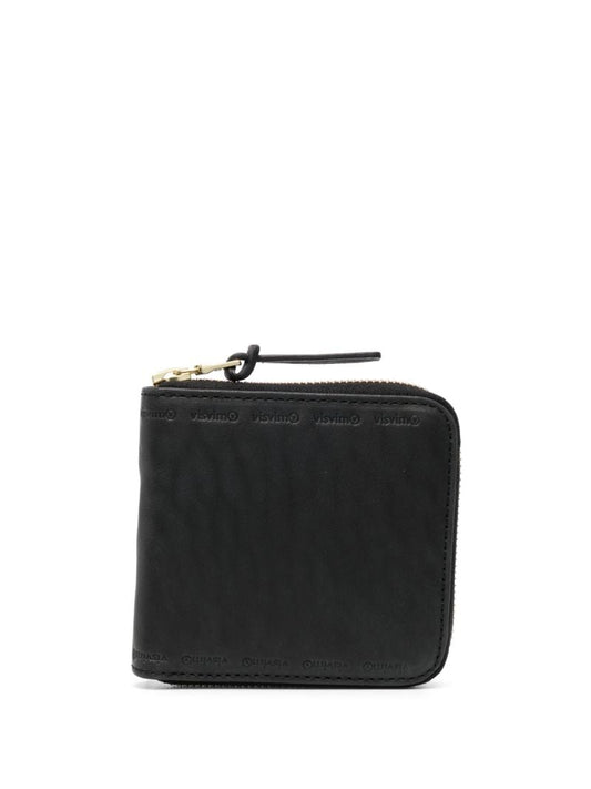 Black Logo-embossed Zip-around Wallet