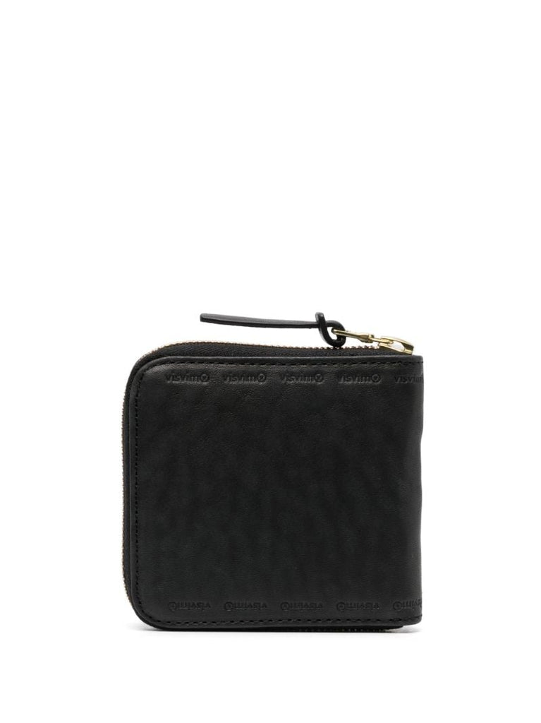 Black Logo-embossed Zip-around Wallet