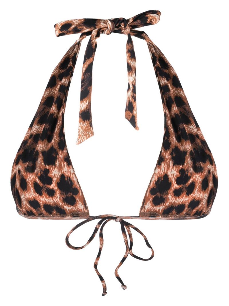 Brown Leopard Print Halterneck Bikini Top