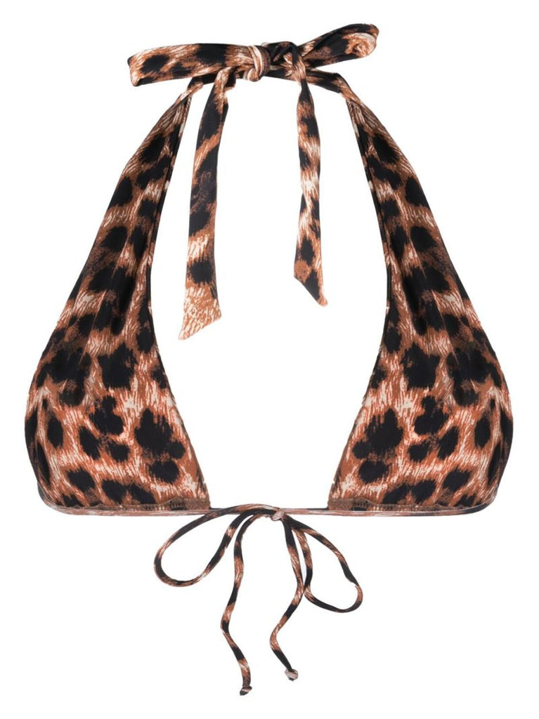Brown Leopard Print Halterneck Bikini Top