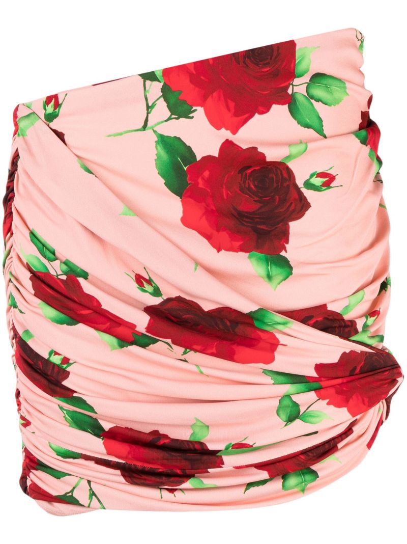 Pink Floral Print Mini Skirt