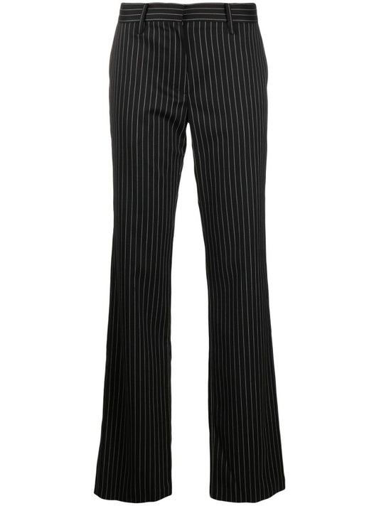 Black Pinstripe Straight-leg Trousers