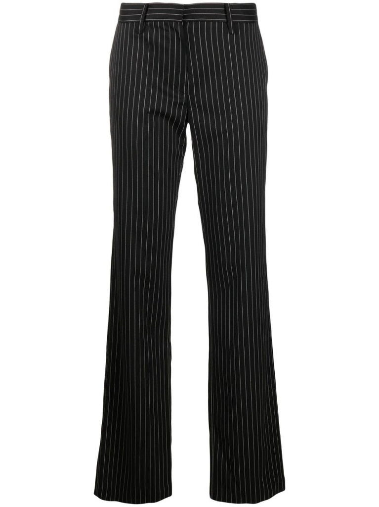 Black Pinstripe Straight-leg Trousers