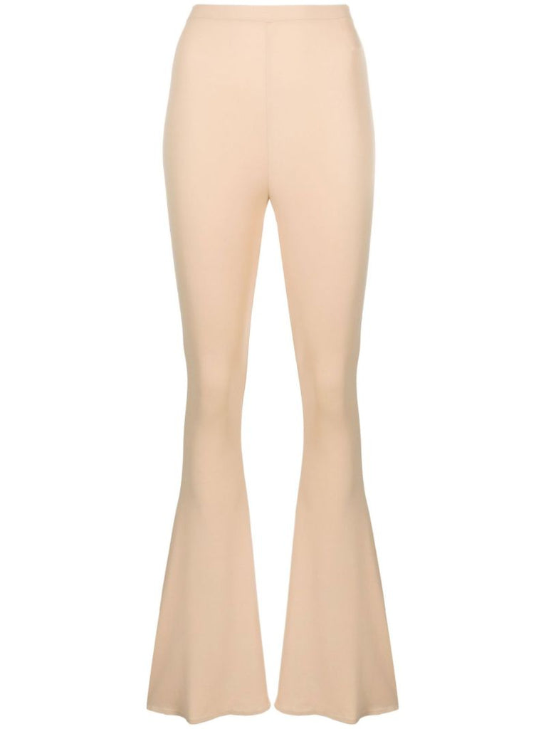 Neutral High-waisted Flared Trousers