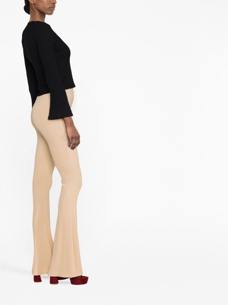 Neutral High-waisted Flared Trousers