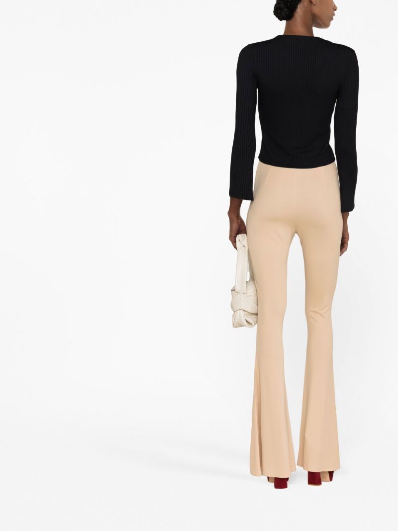 Neutral High-waisted Flared Trousers