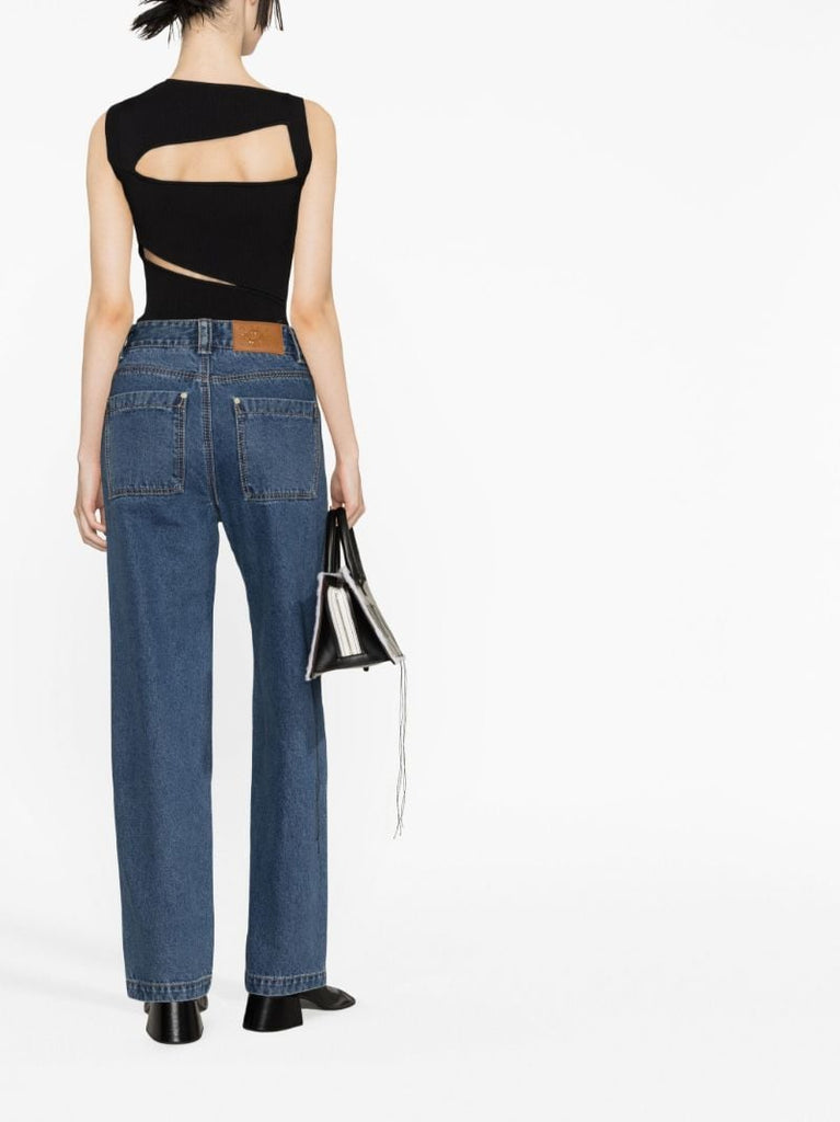Blue Panelled Straight-leg Jeans