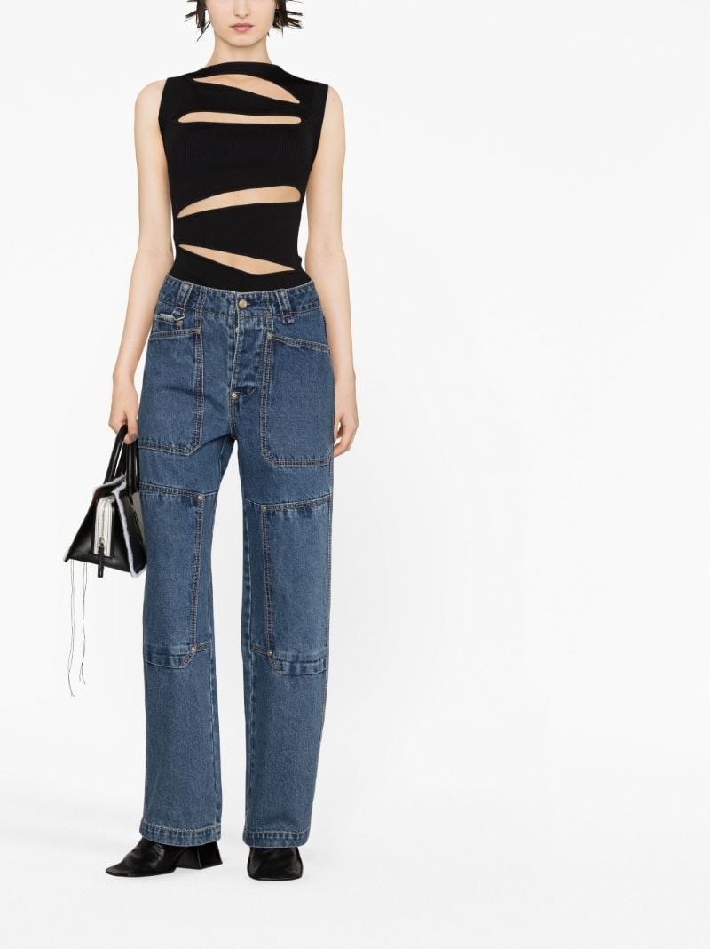 Blue Panelled Straight-leg Jeans
